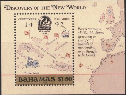 C1988年,发现美洲系列-1#,地图,新小型张.JPG