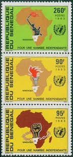 CB塞内加尔1983纳米比亚日-地图，手等.jpg
